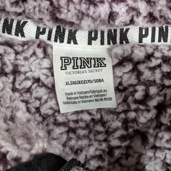 PINK Victoria Secret Frosted Luscious Plum Quarter Zip Sherpa - Picture 2 of 2